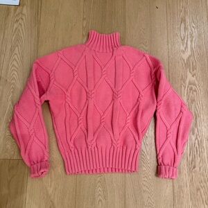 J.Crew Pink Cable Knit Turtleneck Sweater